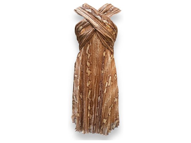 Christian Dior Seidenkleid mit Python Print Braun