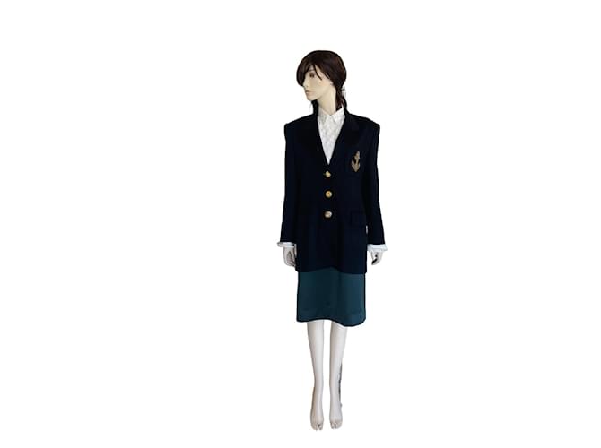 Blazer Escada de Margaretha Ley Dorado Azul marino Cachemira Lana  ref.1021232