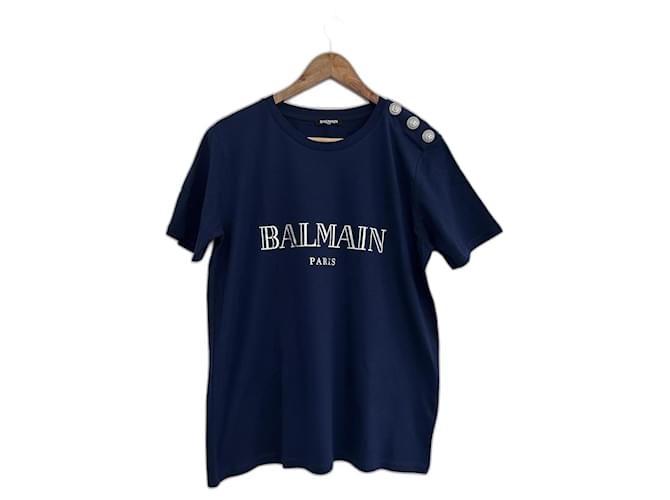 Balmain Oberteile Blau Baumwolle  ref.1021257