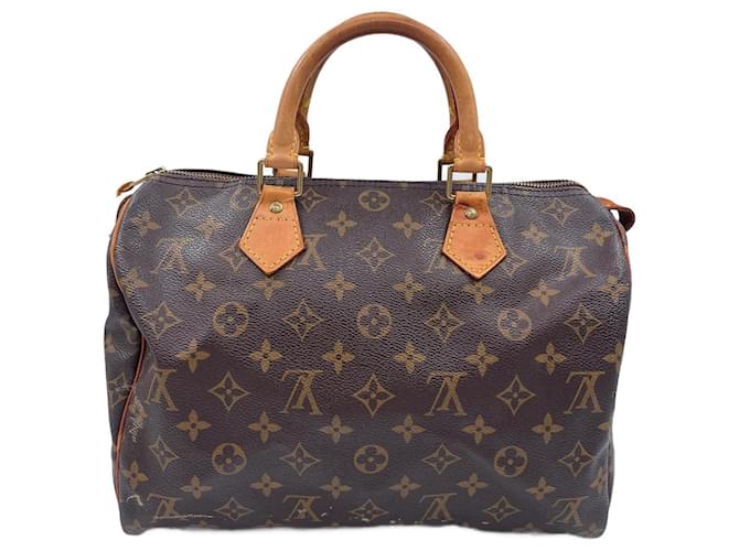 LOUIS VUITTON Brown Monogram Coated Canvas and Vachetta Leather