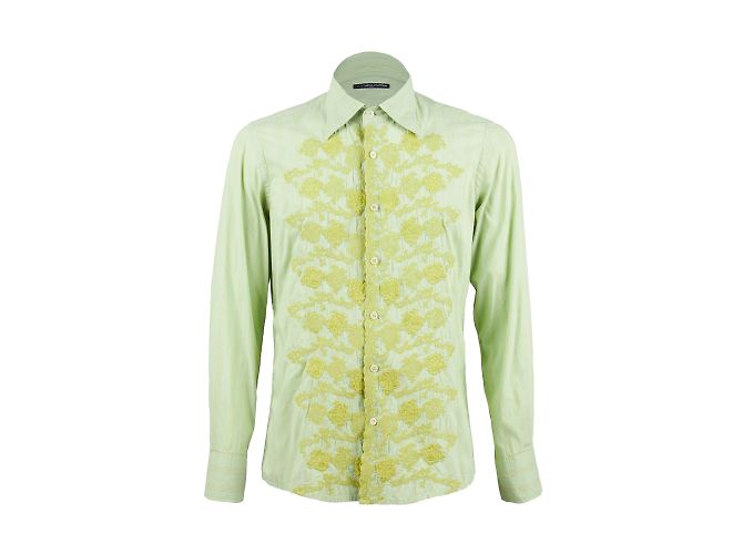 Colección Privada Daniele Alessandrini Camisa Bordada Verde