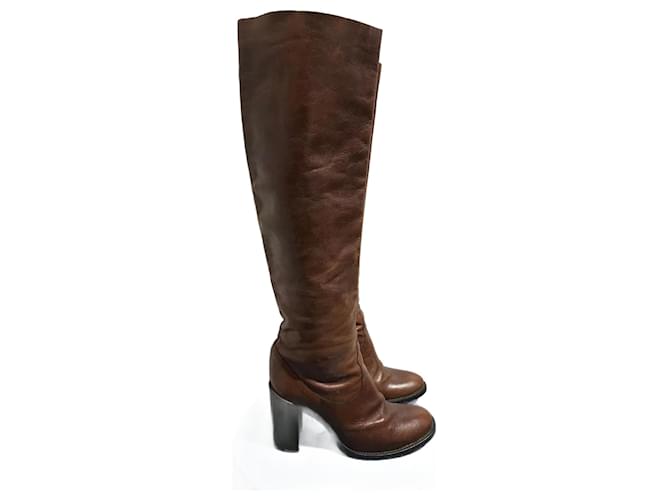 Autre Marque NON SIGNE / UNSIGNED  Boots T.EU 36 leather Brown  ref.1021336