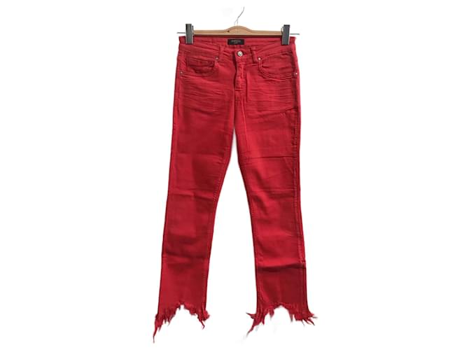 Autre Marque NON SIGNE / UNSIGNED  Jeans T.fr 36 Denim - Jeans Red  ref.1021338