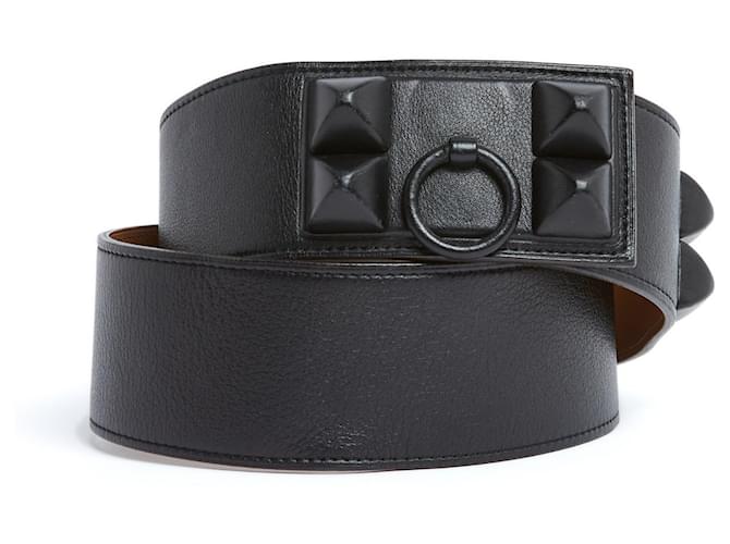 Hermès Cinturones Negro Cuero  ref.1021382