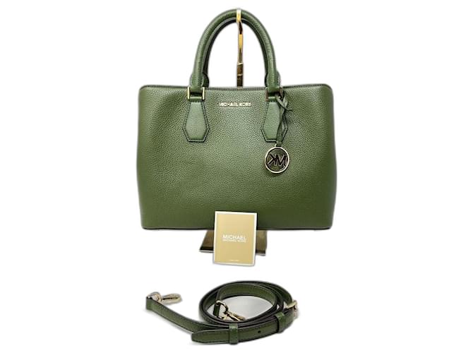 Michael Kors Camille large handbag in grained leather Green  ref.1021388