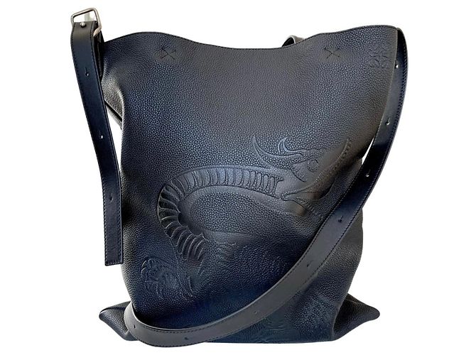 Loewe Dragon shopping bag black grained leather