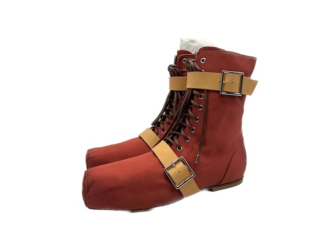 JOHN GALLIANO  Ankle boots T.EU 38 cloth Red  ref.1021431