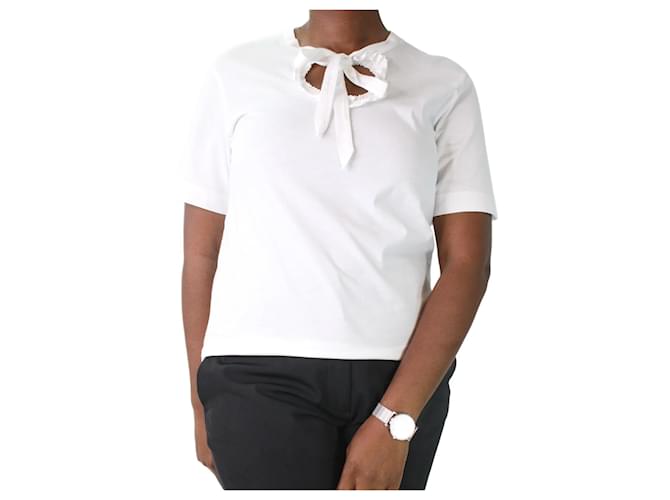 Simone Rocha White short-sleeved neck-tie t-shirt - size M Cotton  ref.1021506