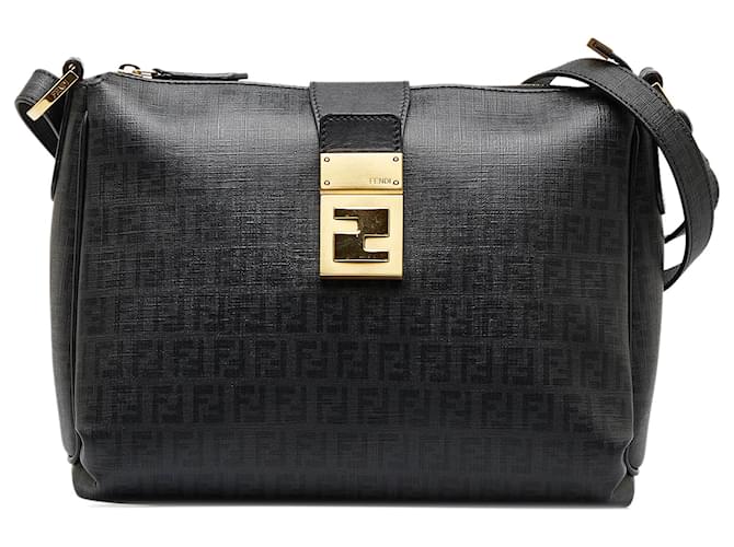 Fendi, Bags, Fendi Black Zucchino Canvas Forever Boston Bag