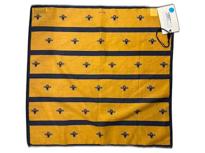 Gucci Scarves Blue Yellow Cotton  ref.1021781