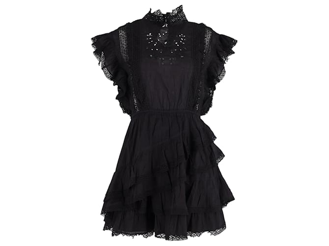 Ulla Johnson Ruffled Mini Dress in Black Cotton  ref.1021880