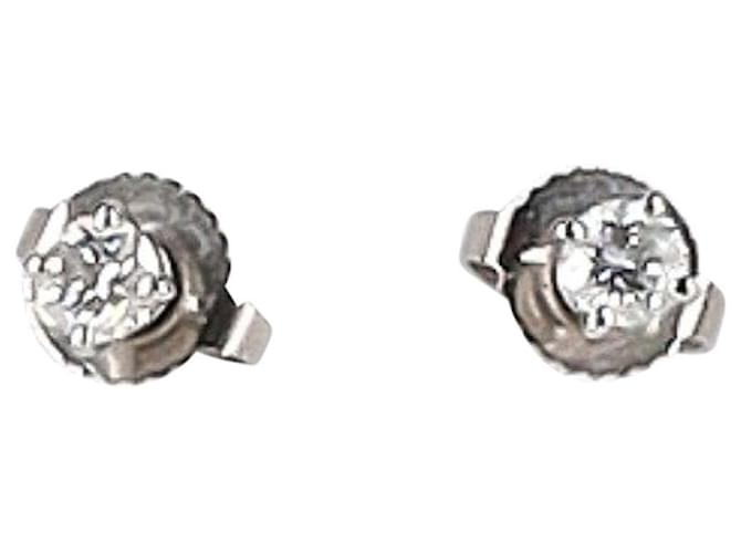 TIFFANY & CO. Brincos de diamante em metal dourado branco Prata Metálico Ouro branco  ref.1021882