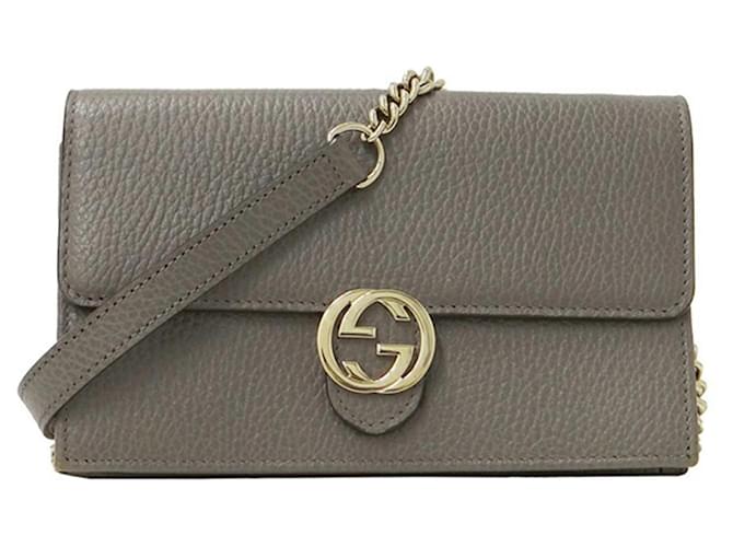 Gucci Interlocking G Grey Leather  ref.1022187