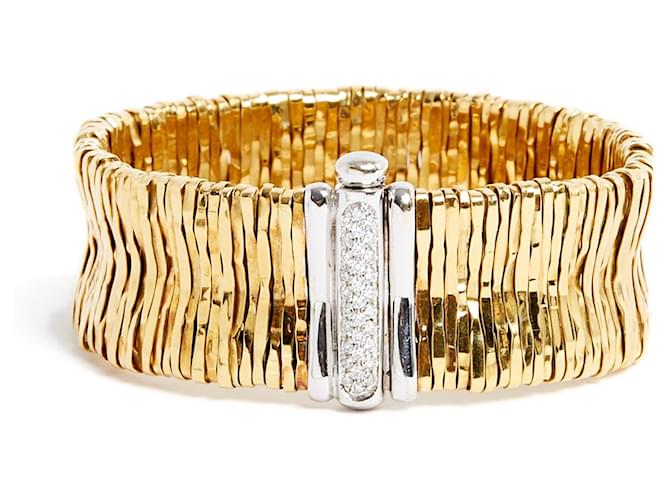 Autre Marque Orlandini Yellow Gold Mesh and Diamonds bracelet Golden White gold  ref.1022200