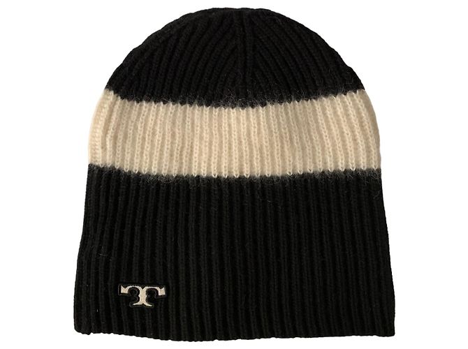Tory Burch Knitted wool beanie hat Black