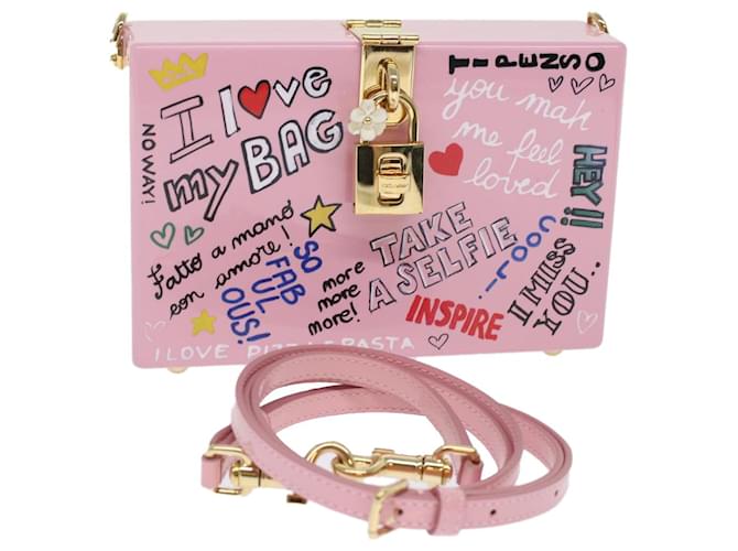 Dolce & Gabbana DOLCE&GABBANA Acryl-Graffiti-bedruckte Box-Umhängetasche, Kunststoff, Rosa, Auth 49317BEIM Pink Mehrfarben  ref.1022386