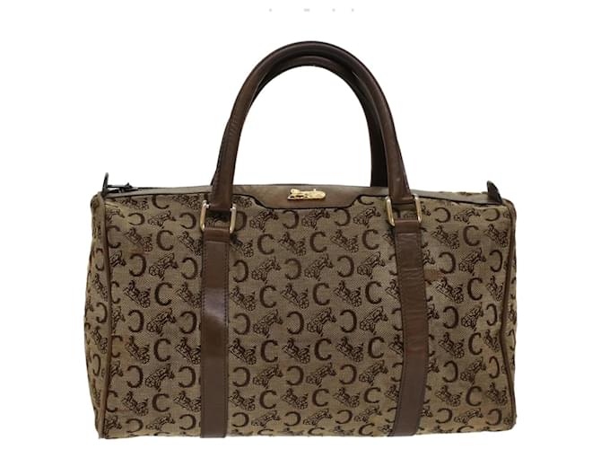 Céline CELINE C Macadam Canvas Hand Bag Canvas Leather Brown Beige Auth 49314 Cloth  ref.1022402
