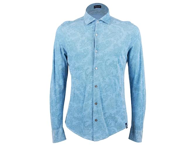 Autre Marque Drumohr Paisley Printed Shirt Blue Cotton  ref.1022455