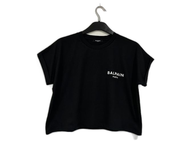 Top Balmain de algodón negro 