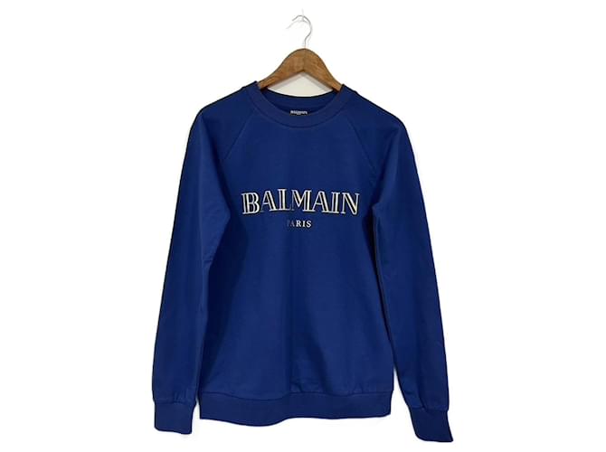 Balmain Strickwaren Dunkelblau Baumwolle  ref.1022511