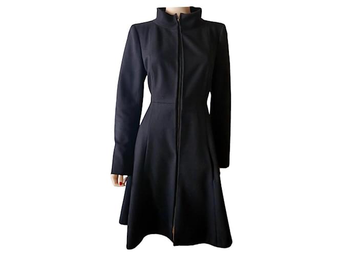 Chanel coat Black Silk Wool  ref.1022512