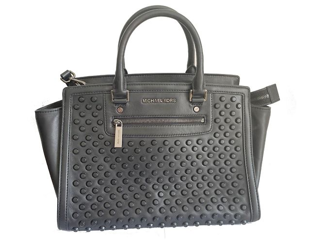Borsa a mano Michael Kors Selma Zip Studio in pelle nera Nero