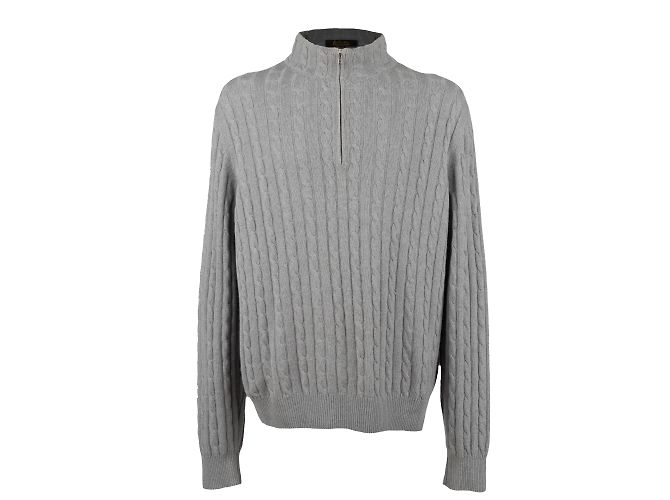 Pull Loro Piana Treccia Mezzocollo Gris