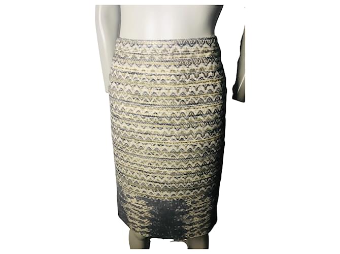 Tory Burch falda con paneles de cuero Impresión de pitón Algodón Acrílico  ref.1022782