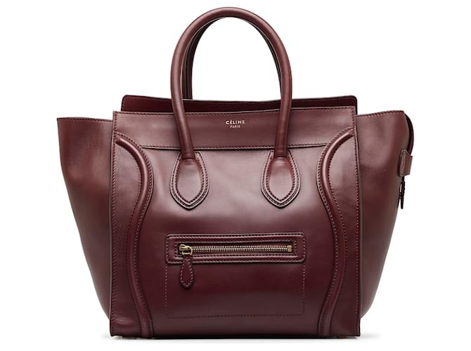 Céline Mini Leather Luggage Tote Bag Red Pony-style calfskin ref.999248 -  Joli Closet