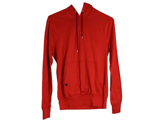 Sweat à capuche à cordon Christian Dior en coton rouge  ref.1023032