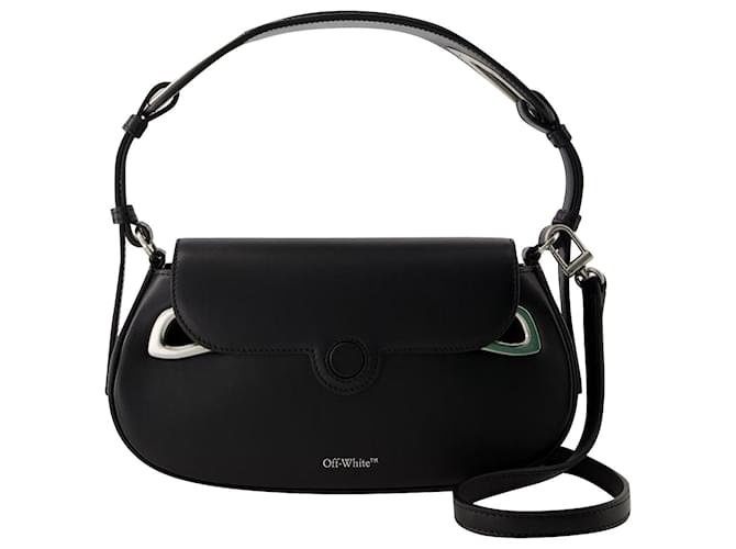 Clam Hobo Bag - Off White - Leather - Black Pony-style calfskin  ref.1023038