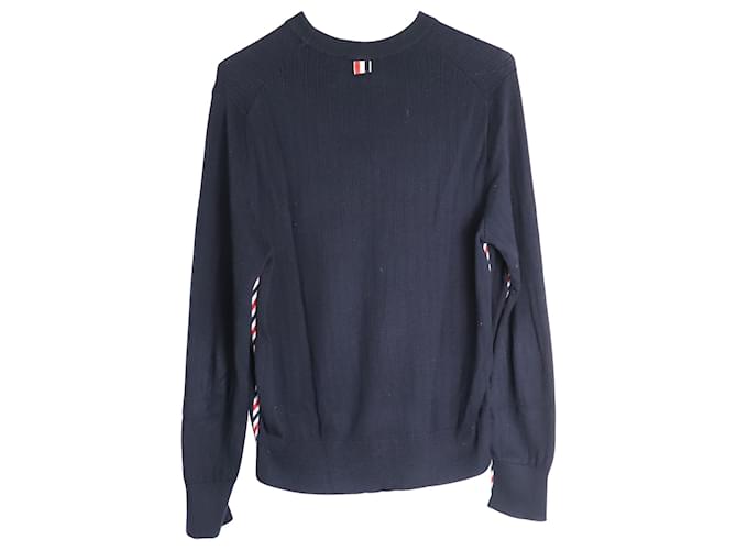 Thom Browne Knitted Sweater in Navy Blue Cotton  ref.1023055
