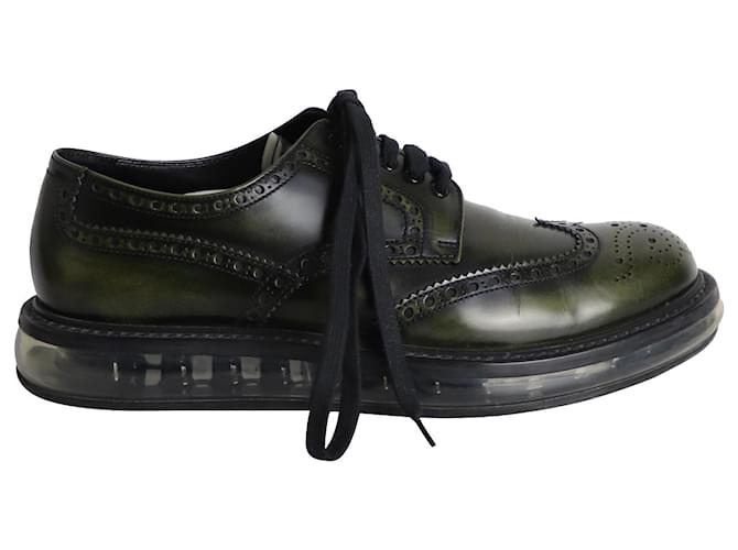 Prada Air Sole Derby Shoes in Green Leather  ref.1023061