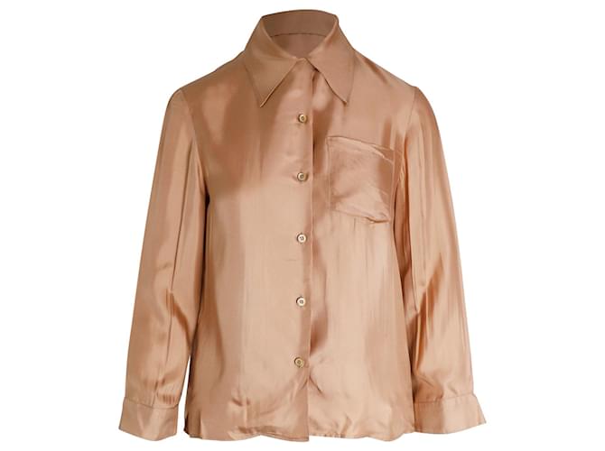 Prada Button Down Shirt in Peach Silk Pink  ref.1023078
