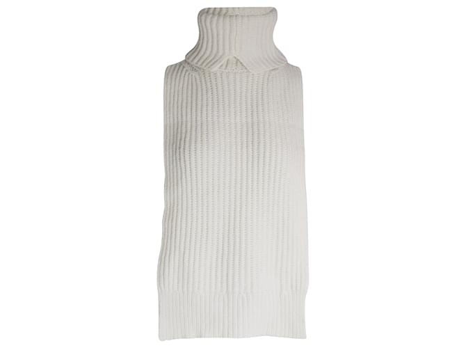 The Row Anneki Ribbed Turtleneck Top in Ivory Cashmere  White Cream Wool  ref.1023079