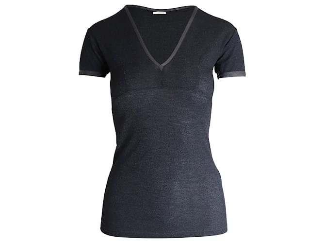 Balenciaga T-shirt col V en coton gris  ref.1023080