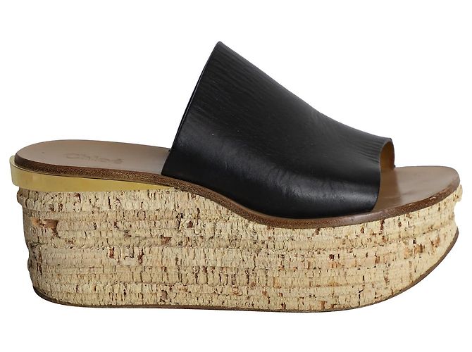 Sandali con zeppa Chloé Camille in pelle nera