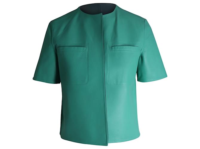 Marni Reversible Short Sleeve Jacket in Green Leather  ref.1023136