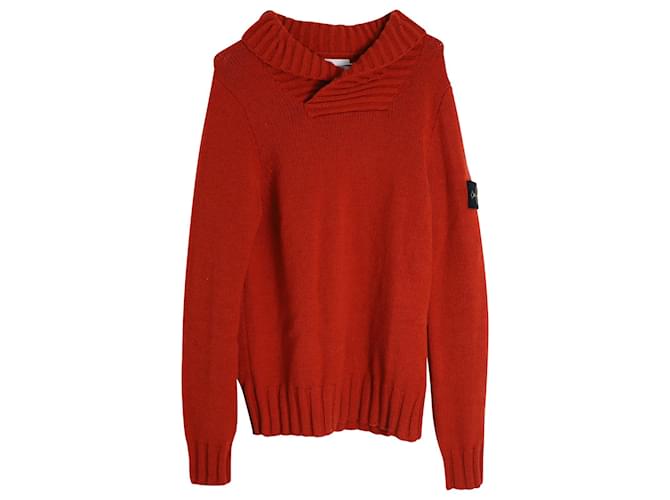 Stone Island Pull à Col Châle en Laine Rouge  ref.1023142