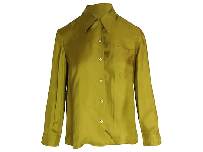 Prada Button Down Shirt in Mustard Silk Yellow  ref.1023166