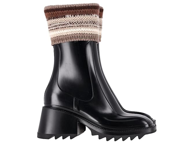 Chloé Betty Sock Boots in Black Rubber  ref.1023171