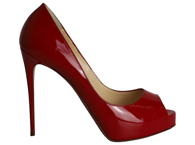 Christian Louboutin Very Prive Peep-Toe Pumps in Red Patent Leather  ref.1023187