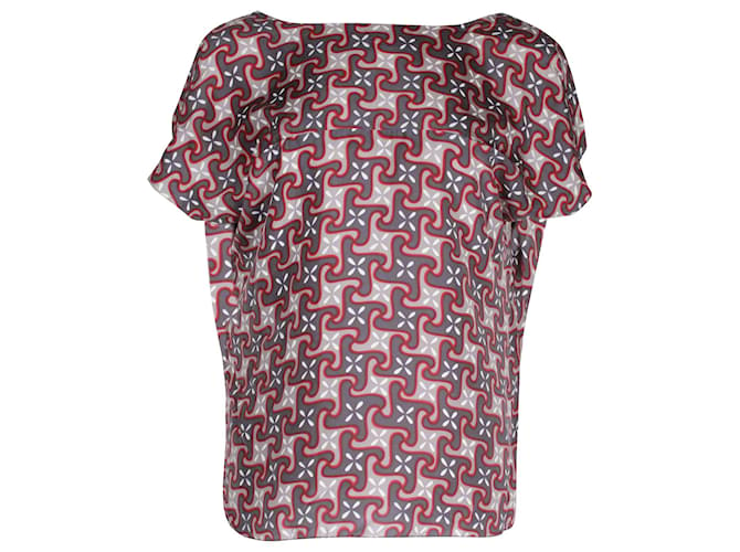Blusa estampada con cuello redondo Marni en seda multicolor  ref.1023198