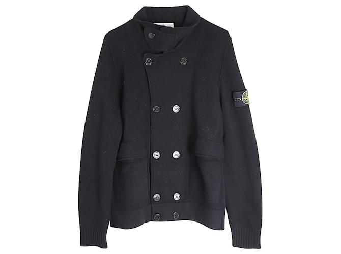 Stone Island Double-Breasted Cardigan in Black Wool  ref.1023278