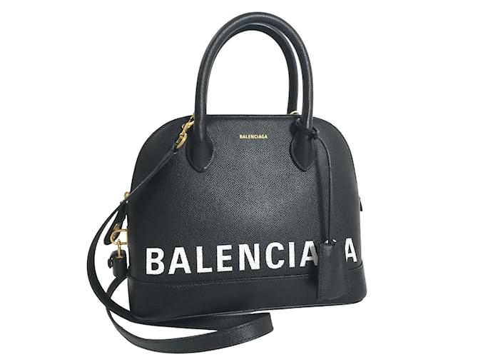 Balenciaga Black Graffiti Leather Ville XXS Logo Crossbody Bag