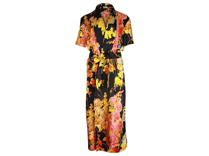 Dries Van Noten Charly Floral Tie-Front Wrap Dress in Multicolor Viscose Multiple colors Cellulose fibre  ref.1023346