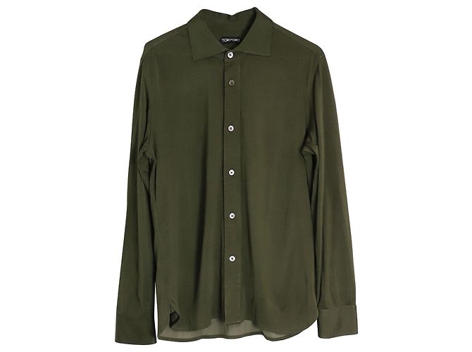 Tom Ford Button-Down-Hemd aus grüner Viskose