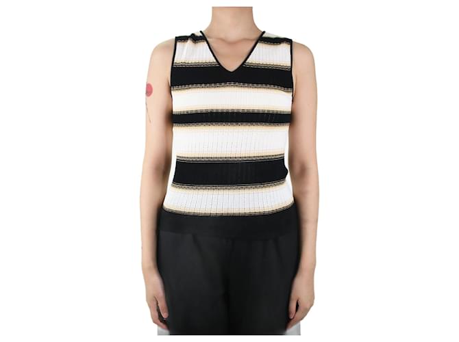 Missoni Black sleeveless striped top - size UK 10 Multiple colors Rayon  ref.1023392