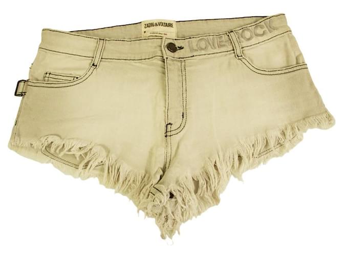 Zadig & Voltaire Paly Bleach Cut off Love & Rock Denim Jeans Short taille 38 Coloris: gris Coton  ref.1023507