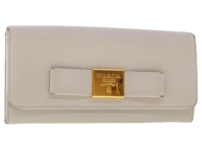Saffiano PRADA Long Wallet Safiano leather White Auth ep1249  ref.1023651